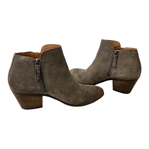 Frye Size 9 Judith Zip Ankle Bootie Leather Suede Taupe 3471735 - Picture 5 of 8
